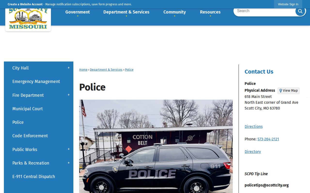 Scott County Scott City Police arrest-record source page