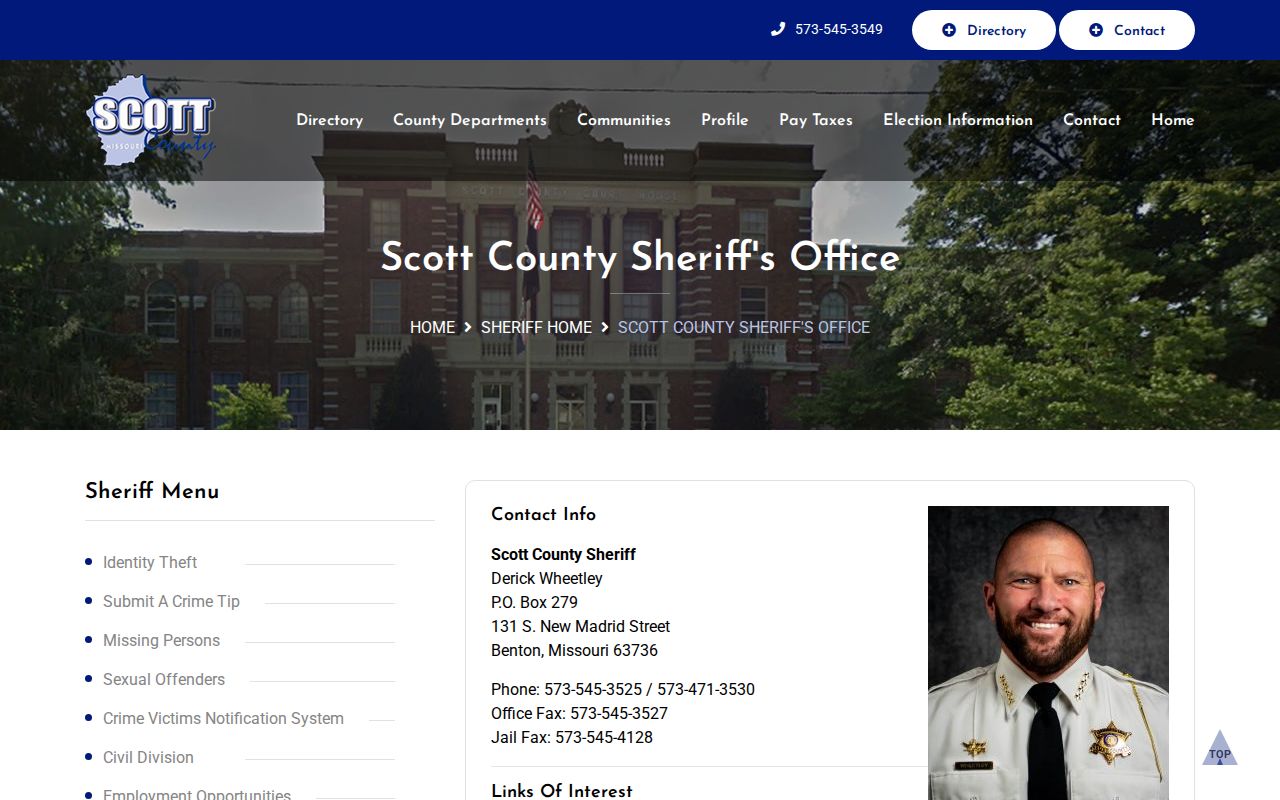 Scott County Sheriff official booking and custody record source